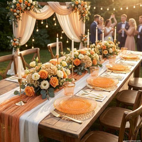 DaYammi 175PCS Clear Orange Plastic Dinnerware Set for 25 Guests - Image 5