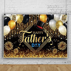 9x6ft Fathers Day Backdrop Black Gold Happy Fathers Day Backdrop I Love Dad Family Prom Party Best Dad Ever Party Background Baby Shower Party Cake Table Banner Photo Booth - Image 2