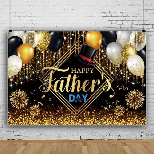 9x6ft Fathers Day Backdrop Black Gold Happy Fathers Day Backdrop I Love Dad Family Prom Party Best Dad Ever Party Background Baby Shower Party Cake Table Banner Photo Booth - Image 2