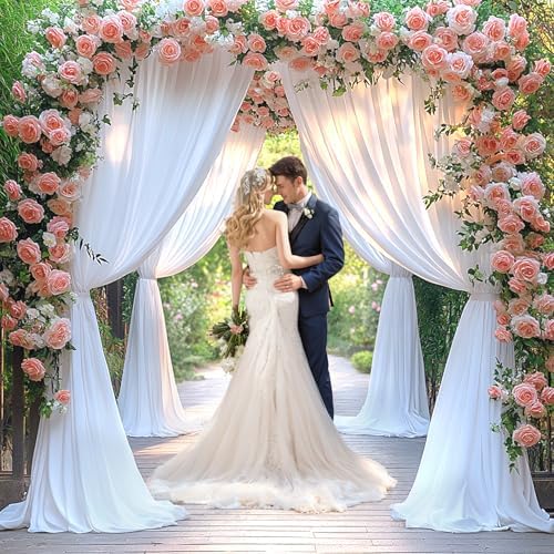 30x10ft White Backdrop Curtain for Wedding Parties Wrinkle Free Fabric White Drapes Backdrop Decoration for Baby Shower Birthday Photography Decoration 6 Panels, 5ft x 10ft - Image 2