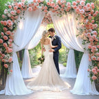 10x10ft White Backdrop Curtain for Wedding Parties Wrinkle Free Fabric White Drapes Backdrop Decoration for Baby Shower Birthday Photography Decoration 2 Panels, 5ft x 10ft - Image 2