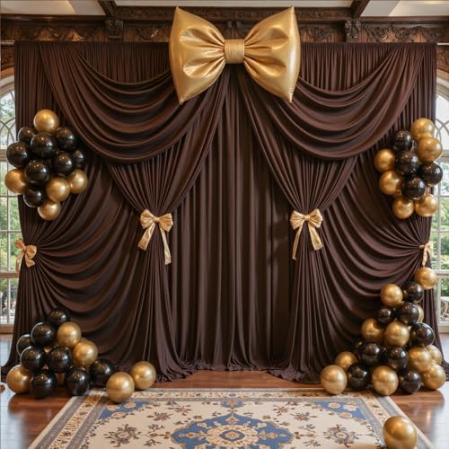 20ft x 10ft Brown Backdrop Curtains, Brown Drapes for Backdrop Fabric - Image 2