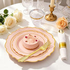 Sylans 350PCS Pink Plastic Plates Disposable Dinnerware Set for 50 Guests - Image 4
