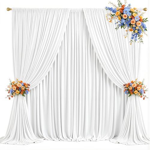 50x8ft White Backdrop Curtains for Parties Wrinkle Free Fabric Backdrop Curtain Wedding Photo Drapes Backdrop for Birthday Party Baby Shower Bridal Shower Photography Back Drop 10 Panels 5x8FT - Image 4