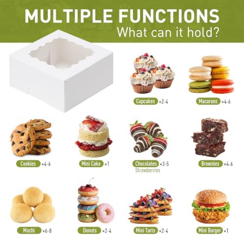 5x5x2.5 Auto-Popup Small Cookie Boxes with Window, White, 60 Pack - Image 4