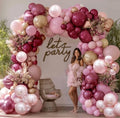 Burgundy Pink Balloon Garland Double Stuffed Pastel Pearl Pink Gold Mauve Balloons Maroon Latex Plum Balloon Arch Kit for Women's Birthday Wedding Baby Shower Decoration by Corvani
