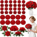 Suncalla 60 Pcs Assorted Silk Artificial Flowers, Faux Fake Full Hydrangea Peony Rose Bouquet with Leaf Stem for Wedding Centerpiece Bridal DIY Craft Baby Shower Party Decor(Red) by Unknown