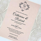 25-Pack White Lace Laser Cut Wedding Invitation with RSVP Cards, Blush Pink Shimmer Invitation Cards for Wedding/Sweet Sixteen/Bridal Shower/Birthday Party - Image 7