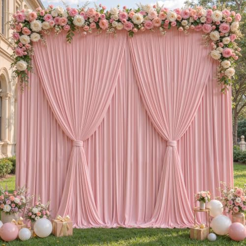 20x10ft Dusty Rose Backdrop Curtain Panels for Parties - Wrinkle Free Polyester Photo Curtain Backdrop Wedding Back Drop Fabric Drapes for Party Decorations Background for Photography by WishCare