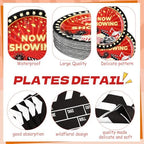 Funnymoom 452 Pcs Movie Night Party Decorations Supplies Set Include Movie Theme Birthday Paper Plates Napkins Cups Tablecloth Cutlery Straws for Now Showing Red Carpet Birthday Party - Image 2