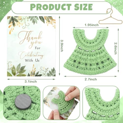 Novabright 50 Sets Baby Shower Party Favors for Guests Miniature Green Crochet Magnets with Thank You Cards Baby Shower Gifts, Newborn Girls Boys Favors, Welcome Gifts for Gender Reveal Party - Image 2