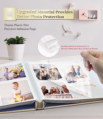 Artfeel Photo Album Self Adhesive Scrapbook Album for 3x5 4x6 5x7 8x10 Pictures,60 Pages Linen Cover with Display Window DIY Photo Book,Ideal Gifts for Family Travel Wedding Baby - Image 3