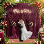 20×14 ft Wrinkle Free Maroon Backdrop Curtain for Wedding Parties-4 Panels 5×14ft Height Silky Polyester Burgundy Photo Backdrop Drapes Curtains for Birthday Baby Shower Photography Background Cloth by ENJOYYOURPARTY
