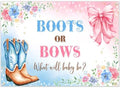 Mocsicka Boot or Bows Banner Cowboy Boots Pink Bows Gender Reveal Banner for Western Baby Shower Party Decorations (8x6ft) by Mocsicka