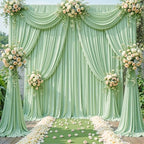 10ft x 15ft Sage Green Wrinkle Free Backdrop Curtains for Wedding Party Backdrops Curtain Drapes Fabric Decorations Photo Back Drop Cloth for Baby Shower Photography Stage Reception - Image 2