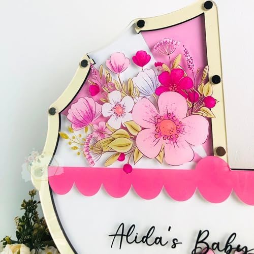 Personalized Baby Shower Guest Book Alternative, Floral Acrylic Drop Box - Image 4