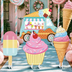 4 Pcs Large Ice Cream Bar Decoration Cardboard Cutout 26.62 Inch Ice Cream Birthday Decoration Summer Sweet Shop Signs for Baby Shower Party Booth Props Cupcake Icepop Yard Signs Backdrops - Image 2