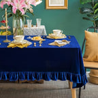 GLORY SEASON Velvet Tablecloth Luxurious Solid Rectangle Table Cloth,Oblong Retro Farmhouse Ruffle Tablecloths Washable Table Cover for Party Wedding Baby Shower Kitchen Dinning Tabletop Decoration by GLORYSEASON