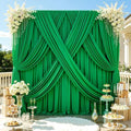gogoparti 50ft x 12ft Green Wrinkle-Free Backdrop Curtain for Wedding Parties, Thick Polyester 10 Panels 5x12ft for Wedding Birthday Baby Shower Halloween Photography Party Background by Gogoparti