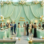 10 Panels Sage Green Backdrop Curtain for Parties Wrinkle Free Dark Green Photo Curtains Backdrop Drapes Fabric Decoration for Weding Baby Shower Birthday Party Photography 50ft(W) x 10ft(H) - Image 2