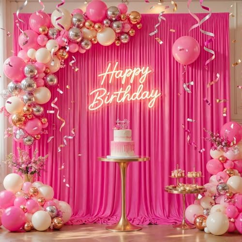 40x10ft Hot Pink Backdrop Curtains for Wedding Parties Wrinkle Free Photo Backdrop Drapes for Photography Birthday Baby Shower Soft Fabric Party Backgournd for Photoshoot 5x10ft, 8 Panels - Image 4