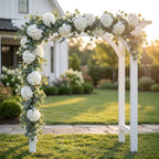Artificial Hydrangea Flower Garland with Eucalyptus & Baby’s Breath 2PCS 6FT Floral Vines Greenery Garland for Mantel Wedding Arch Table Centerpiece Coastal Home Outdoor Decor (2, White) - Image 5