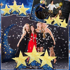 Leinuosen 4 Pcs Starry Night Party Decoration Crescent Moon Star Cardboard Stand up Cutout 2.15-5 ft Large Life Size Twinkle Little Backdrop Prom Photo Prop Standup for Movie Night Birthday Homecoming - Image 6