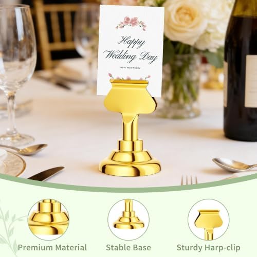 Urban Deco 36 Pieces Table Card Holder Place Card Holders 1.7 inches Gold Steel Card Holders for Photos, Food Signs, Memo Notes, Weddings, Restaurants, Birthdays(Gold 36PK) - Image 3