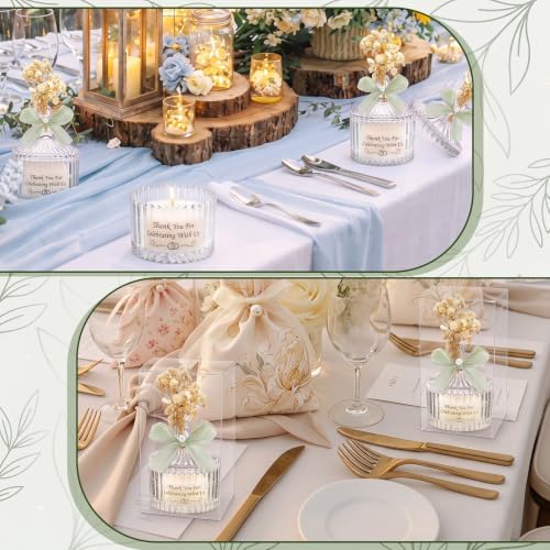 MTLEE 16 Sets Wedding Candle Favors with Lids Dried Flowers,Green - Image 6