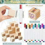 Tenceur 104 Pcs Baby Shower Game Sign Set Baby Shower Blocks to Decorate 54 DIY Blank Wooden Block 48 Watercolor Markers with Acrylic Box Set for Games Gender Reveals Party Supplies - Image 3