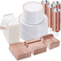 BESTVIP 700 PCS Rose Gold Disposable Plastic Dinnerware Set for 100 Guests by Bestvip