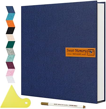 Spbapr Large Photo Album Self Adhesive Magnetic Scrapbook,DIY Scrapbook Album for 4x6 5x7 8x10 Picture,60 Pages Linen Cover Memory Book for Wedding Family Baby Pets, with Metallic Pen and Scraping by Spbapr