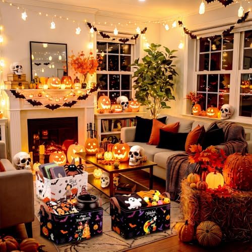 CHENGU 6 Pack Halloween Storage Bins Collapsible Halloween Baskets for Gift - Image 2
