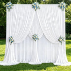 30x10ft White Backdrop Curtain Panels for Parties - Wrinkle Free Polyester Photo Curtain Backdrop Wedding Back Drop Fabric Drapes for Party Decorations Background for Photography by WishCare
