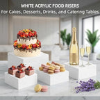 6 PCS Acrylic Buffet Risers and Stands, (10" 9" 8" 7" 6" 5") Food Risers for Buffet Table, Dessert Table Display Set, White Acrylic Cube Boxes for Parties, Catering, Jewelry & Collectibles - Image 3