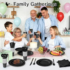 350 Pcs Black Disposable Plates and Napkins Tableware Set for 50 Guests - Image 3