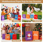 100 PCS Medium Gift Bags with Handles, 7.88"x4.73"x10.64" Party Favor Bags, 12 Colored Goodie Bags for Birthday Party, Kraft Paper Gift Bags Bulk for Wedding, Baby Shower, Celebrations, Party Supplies - Image 7