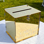 Acrylic Gold Card Box with Lock & Slot, Metallic Golden Classy Wedding Card Boxes for Reception, Luxury Money Gift Cards Box for Party Engagement Bridal Shower Luxury Wedding Table Decor - Image 6