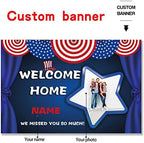 Custom Welcome Home Decorations Kit Military Welcome Home Banner Red White and Blue Balloons Patriotic Paper Fans Star Streamers Tablecloth for Patriotic Memorial Day Deployment Returning Party Decor(5x7.5ft) - Image 2