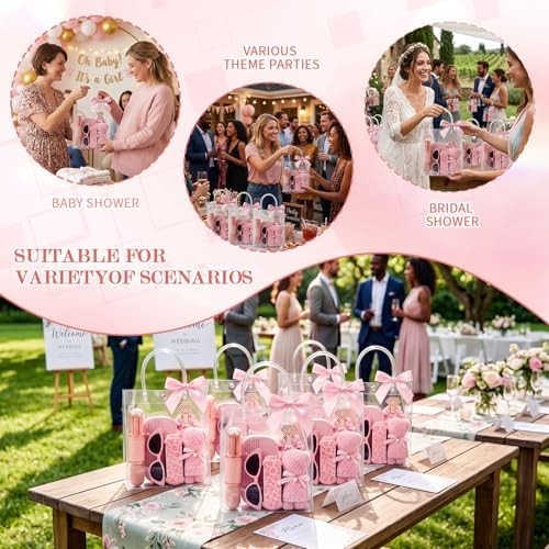 6 Sets Baby Shower Prizes for Game Winners Baby Shower Favors Gifts Including Nail Clippers Sunglasses Makeup Brushes Folding Combs Towels Hair Ties Ribbons Gift Bags - Image 4