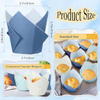 Havawish 500 Pcs Jumbo Gradient Blue Tulip Cupcake Liners, Party Cupcake Baking Liners Greaseproof Wrappers Muffin Liner Holders for Wedding Birthday Baby Shower Holiday Party Baking Cups - Image 2