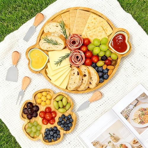 Wooden Charcuterie Boards Cheese Board Set Food Trays with Knife Fork 2 Pcs - Image 6