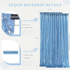 Birthday Backdrop Curtain Baby Blue Shimmer Sequin Backdrop Drapes 6x8FT - Image 3