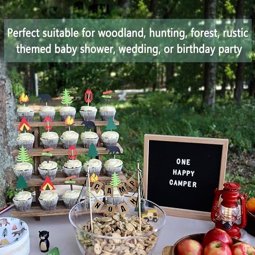 Wooden Cupcake Stand - 4 Tier Cupcake Display Stand, Rustic Tiered Display Stand, Tool Free Installation Cupcake Stand for Baby Shower Decorations Birthday Party Supplies - Image 2