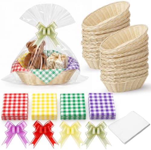 Novabright 24 Sets Baskets for Gifts Empty with Cellophane Wrap, Beige by Unknown