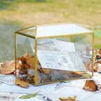Wedding Card Box with Slot and Lock, 10.2'' Glass Card Boxes for Reception, Gold Decorative Card Holder, Clear Reusable Keepsake Storage for Wedding, Party, Baby Showers, Tabletop Decor - Image 2