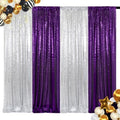 ShinyBeauty Purple and Silver Sequin Backdrop 4 Panels Glitter Photograph Backdrops Purple Sequin Curtains for Backdrop Halloween,Birthday Party Decorations by ShinyBeauty