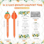 50 Set Baby Shower Gifts Pens for Guests Baby Shower Party Favors Retractable Ballpoint Pens with Thank You Cards for Gender Reveal Souvenir Game Prize (A Little Cutie) - Image 2