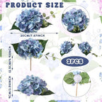 Norme 3 Pcs 7.87 Inches Pre-Made Blue Hydrangea Cake Toppers, Faux Flowers Decor for Wedding Cakes, Birthday, Baby Shower & Baptism Party Decorations, Floral Theme Cake Decor - Image 2