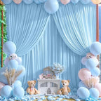 20 x 10ft Wrinkle Free Dusty Blue Backdrop Curtains for Parties Weddings, Thick Silky Polyester Fabric Backdrop Drapes, 4 Panels 5X 10 ft Photo Background Cloth for Birthday Gender Reveal Photography by Nobed+HHT